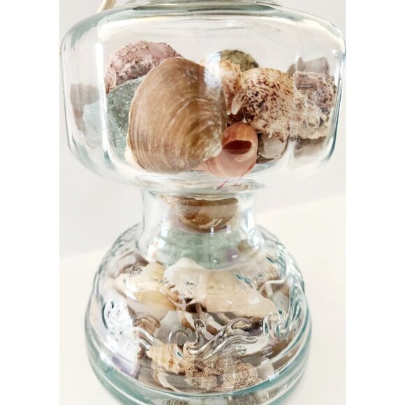 Vintage Handmade Lamp Maine Sea Shells Sea Glass MCM Working Nautical GstRm - Picture 4 of 5